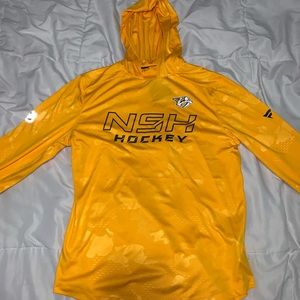 It is a long sleeve hoodie it is yellow.